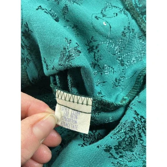 Nah Nah Jacket Womens 8P Green Floral Brocade Button Front Petite Formal - Picture 6 of 10